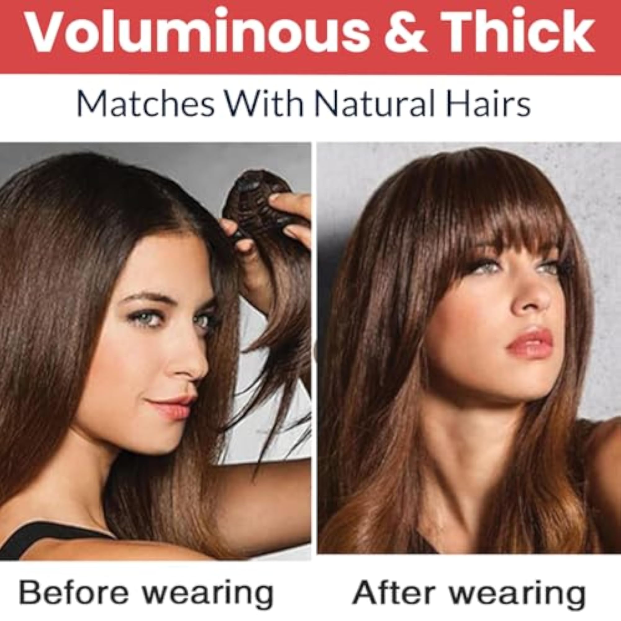 Front Bangs Hair Extensions for Women & Girls, Clip-On